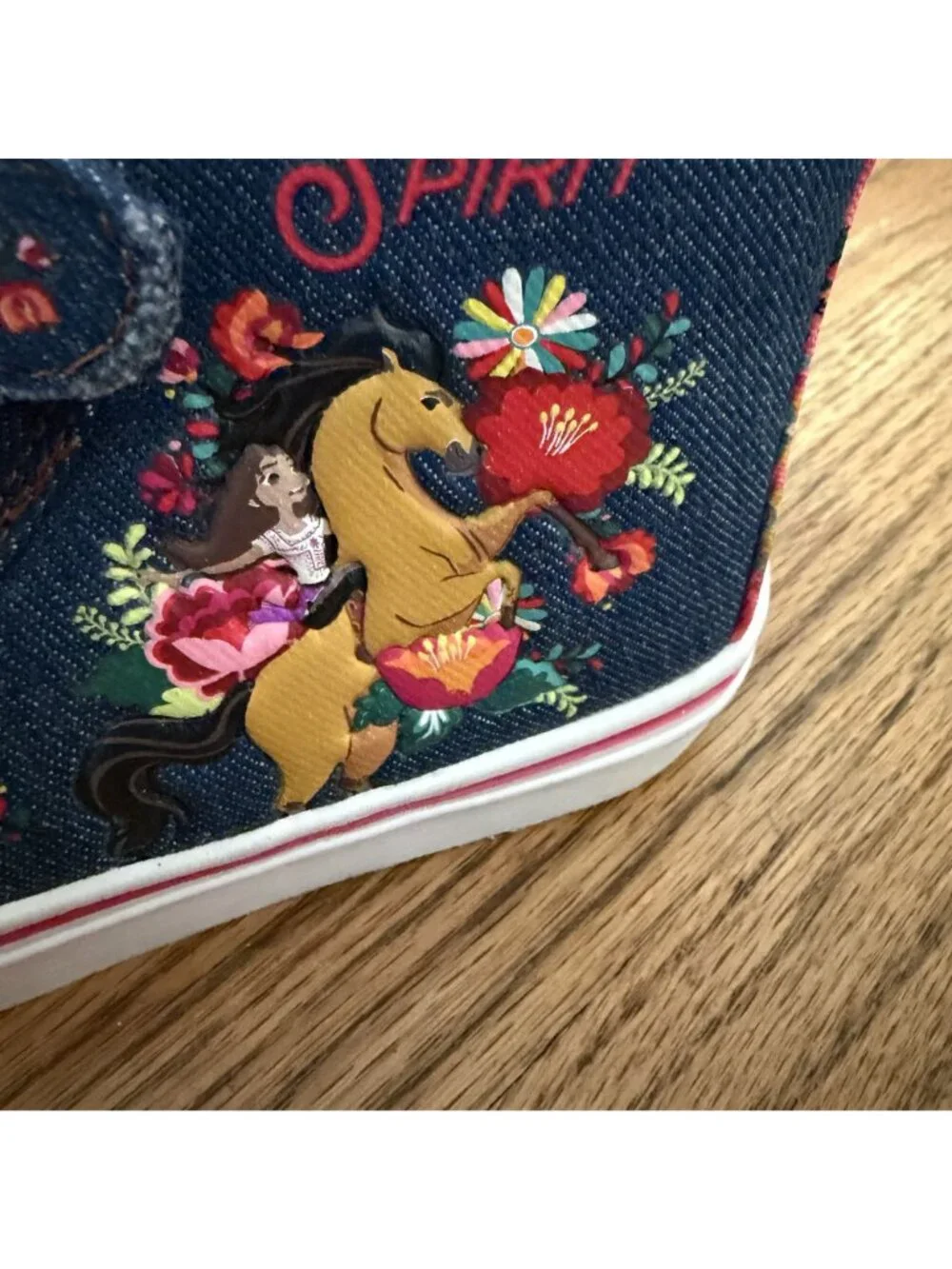 Wild Spirit Denim High Top Embroidered Sneakers Shoes NWOT Girls 12